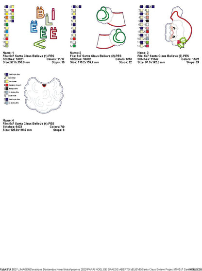 Santa Claus Believe - ITH Project - Machine Embroidery Design