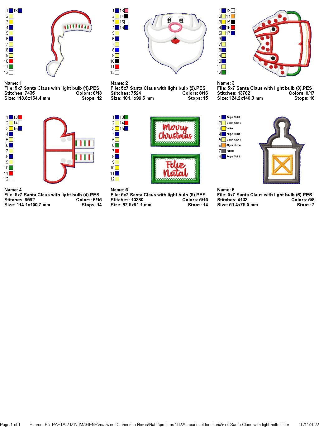 Santa Claus With Light Bulb - ITH Project - Machine Embroidery Design