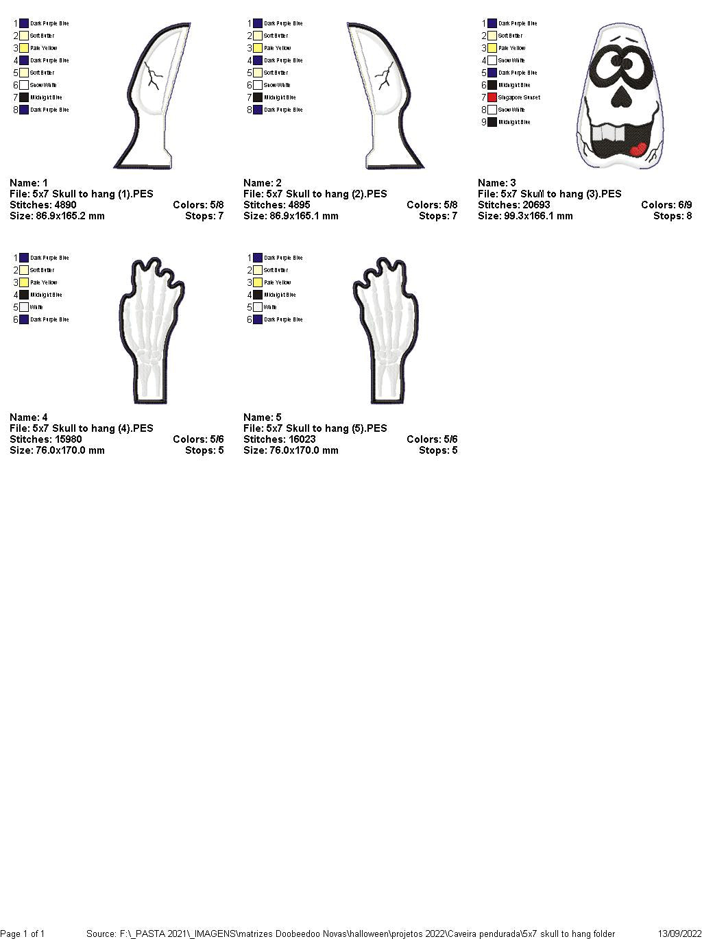 Hanging Skull Halloween - ITH Project - Machine Embroidery Design