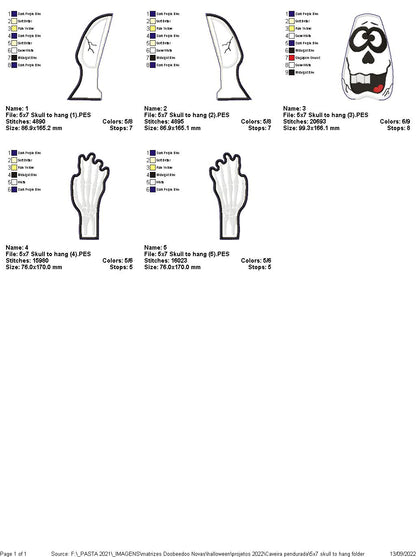 Hanging Skull Halloween - ITH Project - Machine Embroidery Design