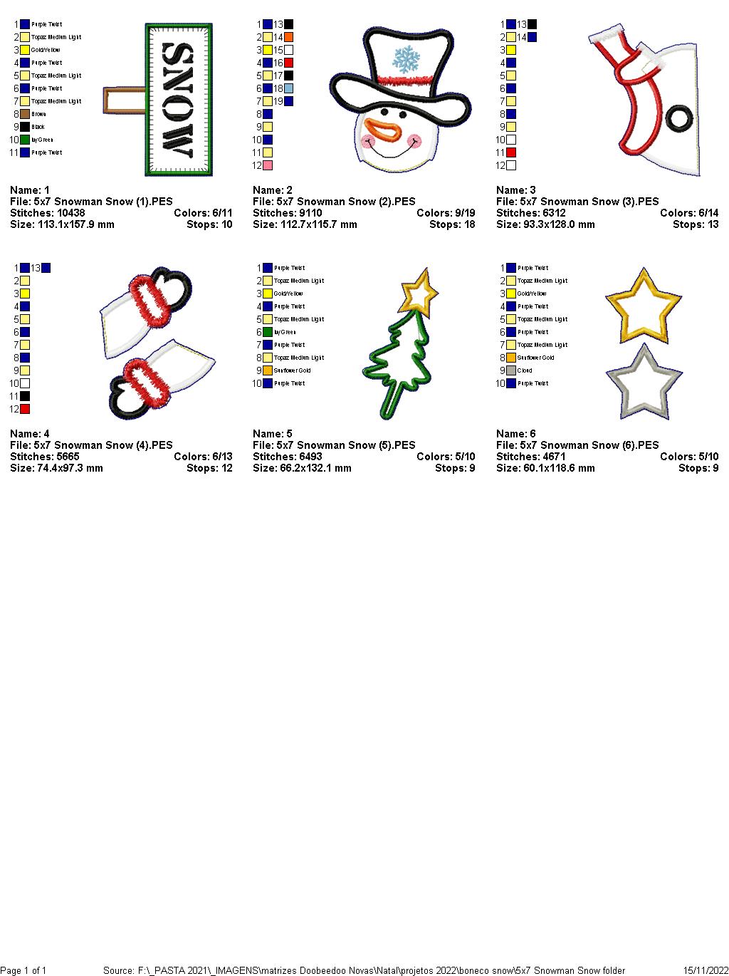 Snowman Snow - ITH Project - Machine Embroidery Design