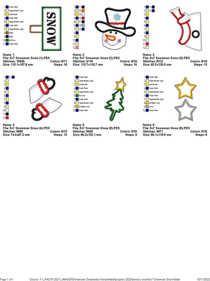 Snowman Snow - ITH Project - Machine Embroidery Design