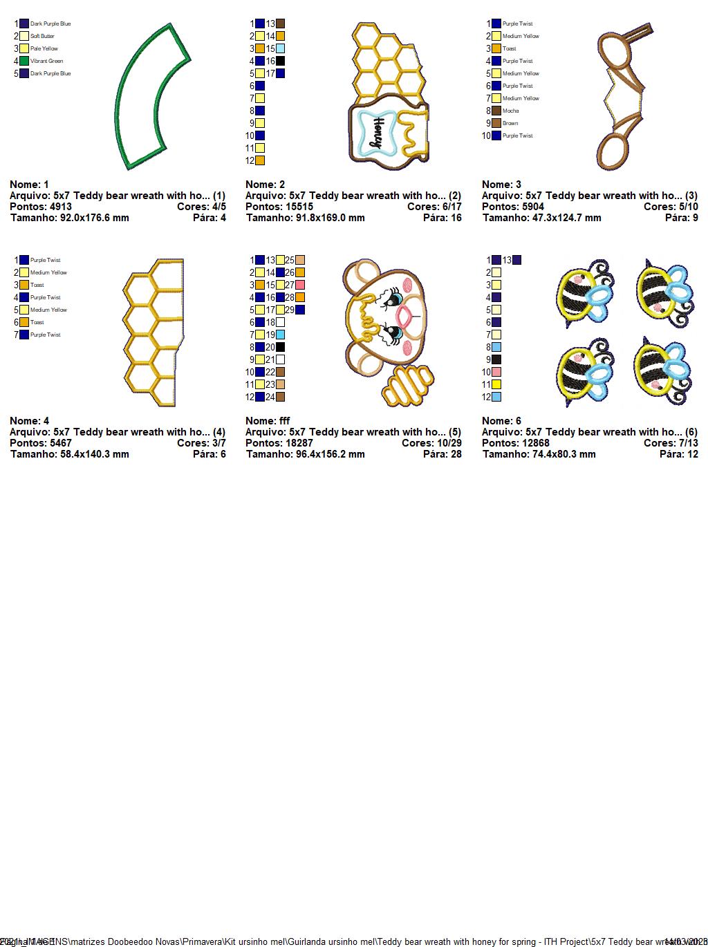 Teddy Bear Spring Honey Wreath - ITH Project - Machine Embroidery Design