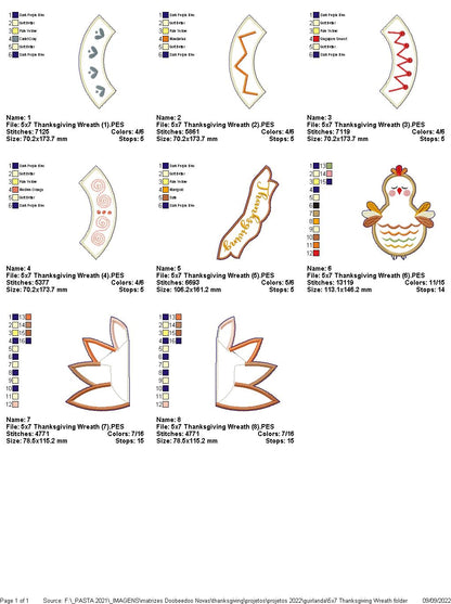 Thanksgiving Wreath - ITH Project - Machine Embroidery Design