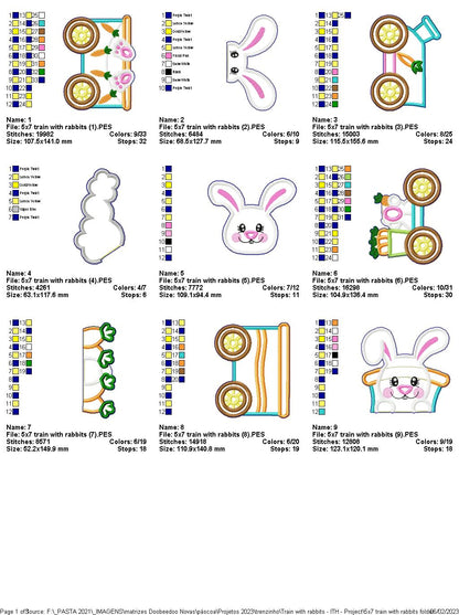 Train with Rabbits - ITH Project - Machine Embroidery Design