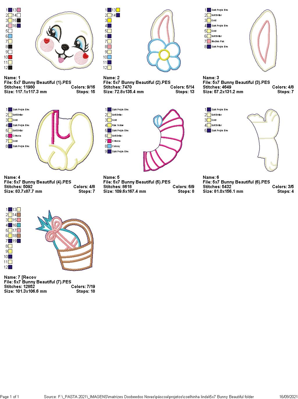 Bunny Girl with Eggs Basket Ornament - ITH Project - Machine Embroidery Design