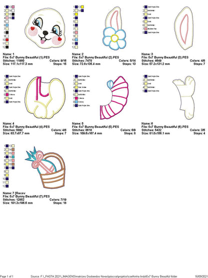 Bunny Girl with Eggs Basket Ornament - ITH Project - Machine Embroidery Design