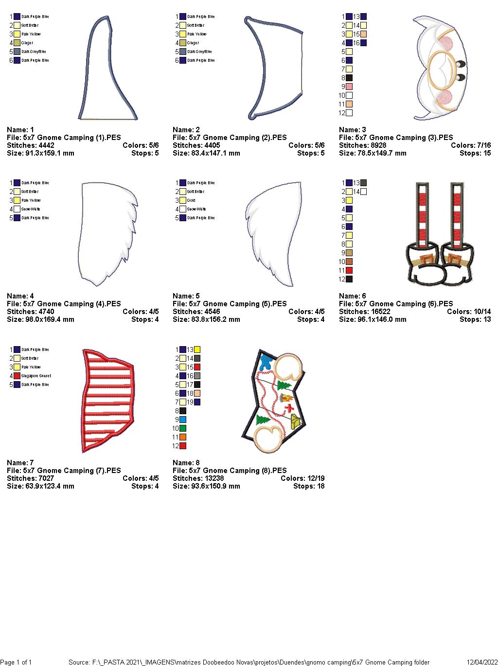 Gnome Camping Ornament - ITH Project - Machine Embroidery Design