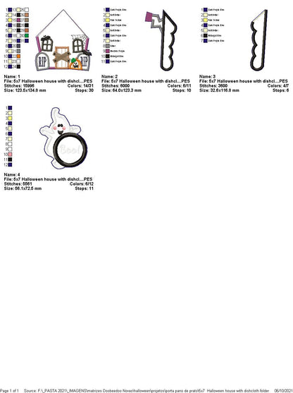 Halloween House Dish Cloth Hanger - ITH Project - Machine Embroidery Design