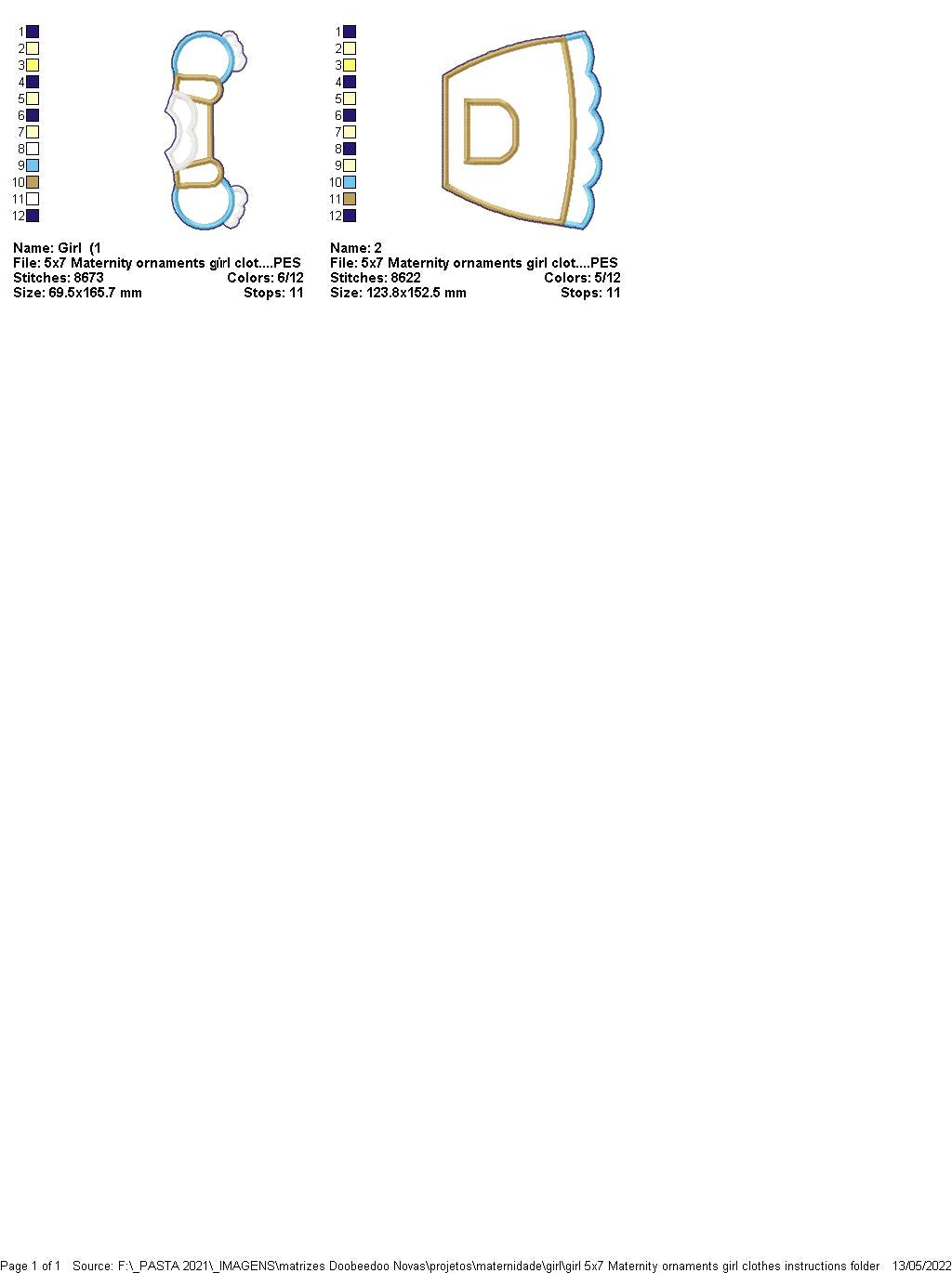 Baby Girl Clothes Nursery Door Hanger - ITH Project - Machine Embroidery Design