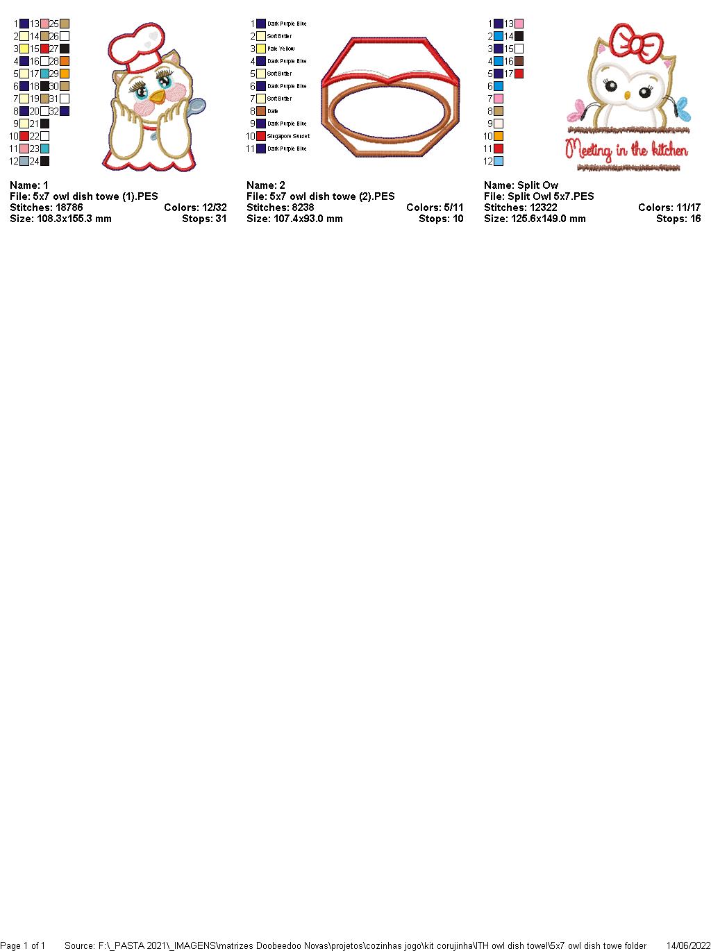 Owl Set of 3 Designs - ITH Project - Machine Embroidery Design