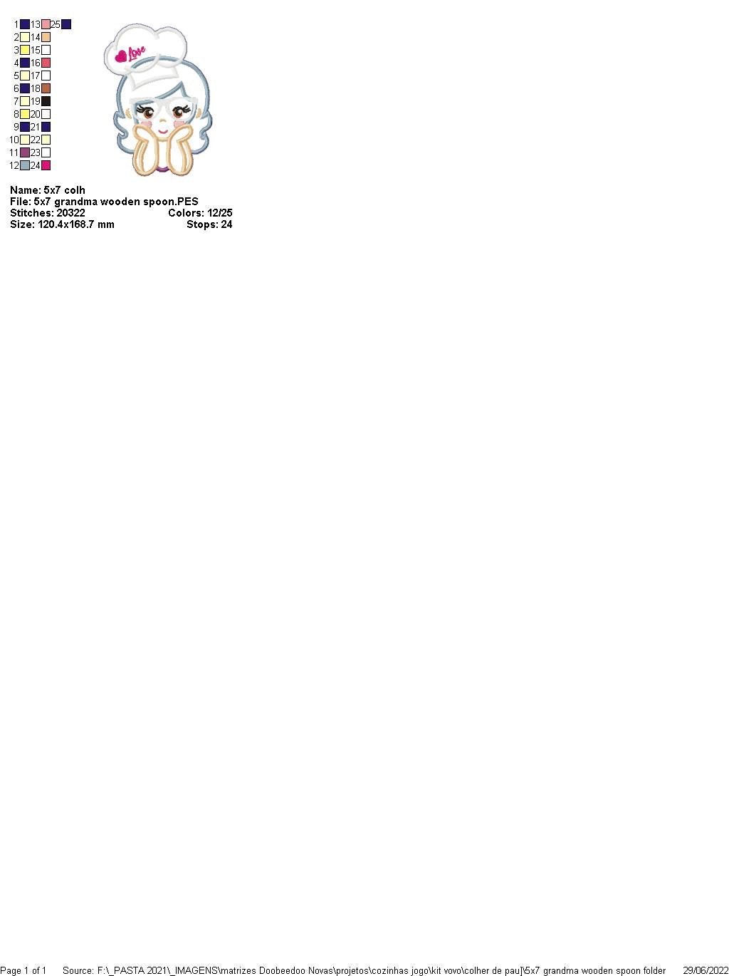 Grandma Wooden Spoon - ITH Project - Machine Embroidery Design