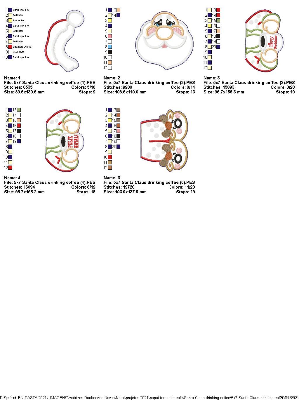 Santa and Mrs. Claus Having a Coffee Ornament - ITH Project - Machine Embroidery Design