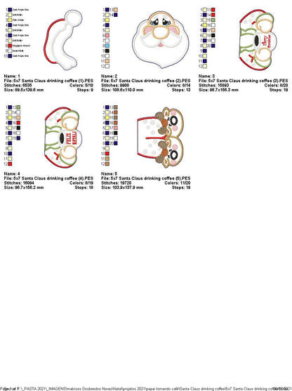 Santa and Mrs. Claus Having a Coffee Ornament - ITH Project - Machine Embroidery Design