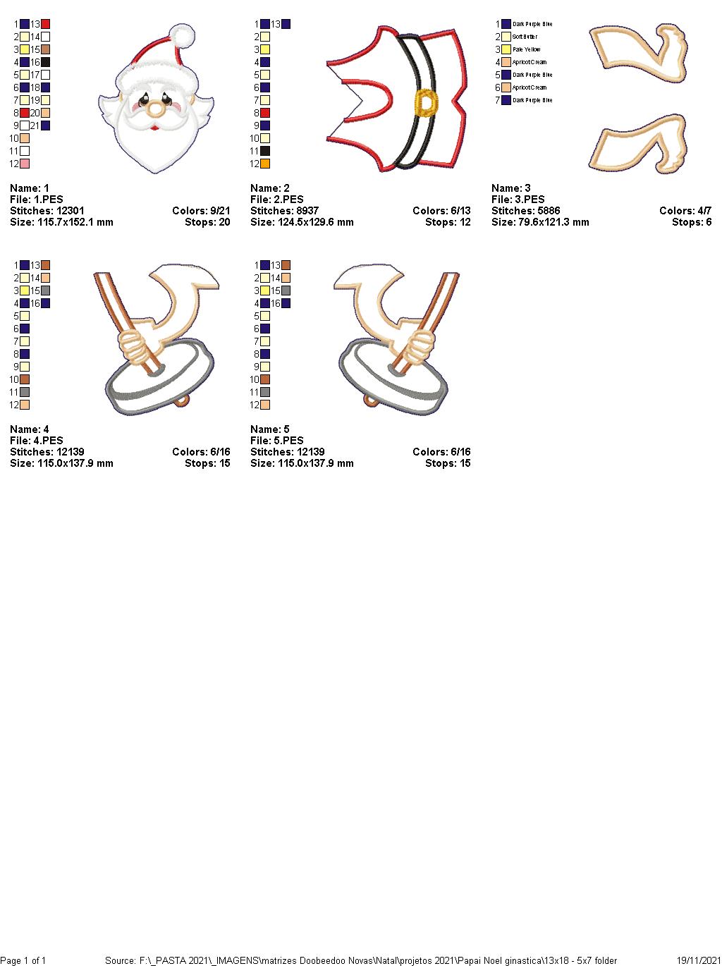 Santa Claus Lifting Weight Ornament - ITH Project - Machine Embroidery Design