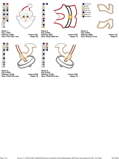 Santa Claus Lifting Weight Ornament - ITH Project - Machine Embroidery Design