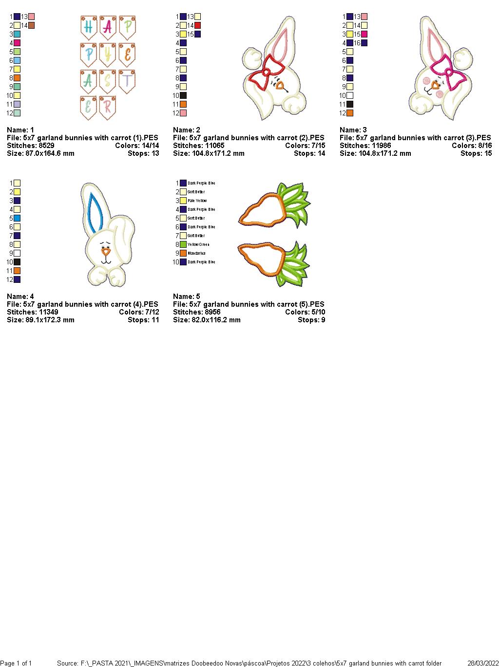 Easter Bunnies with Carrot Wreath - ITH Project - Machine Embroidery Design