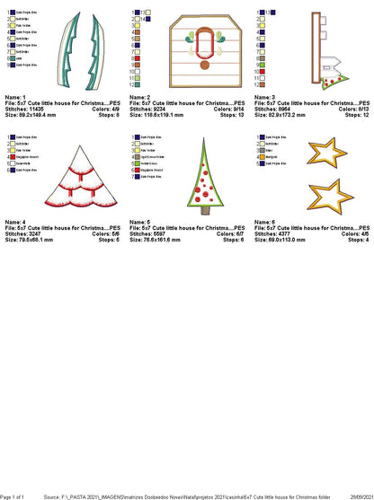 Cute Christmas Little House Vase Ornament - ITH Project - Machine Embroidery Design