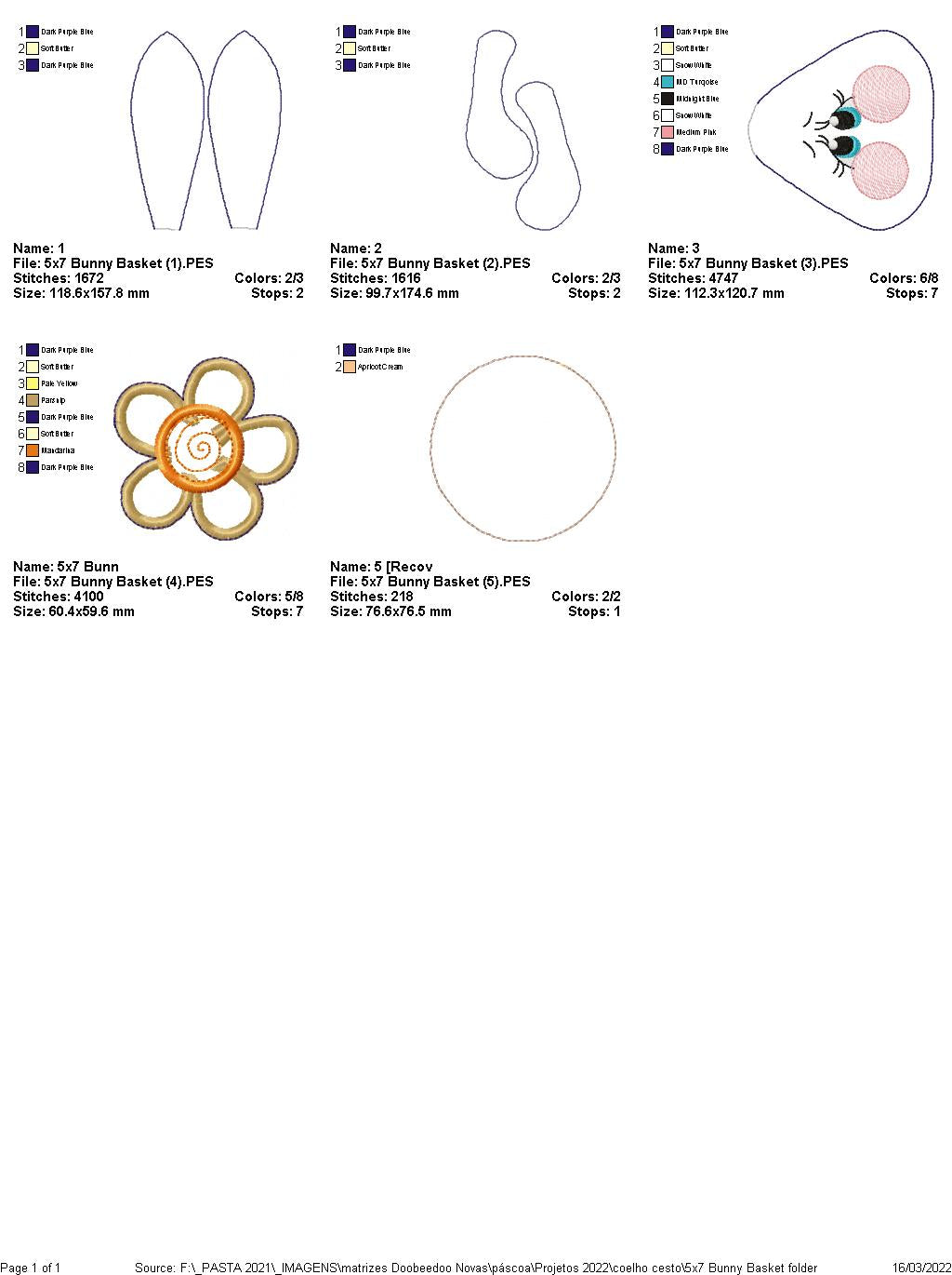 Cute Bunny Basket - ITH Project - Machine Embroidery Design