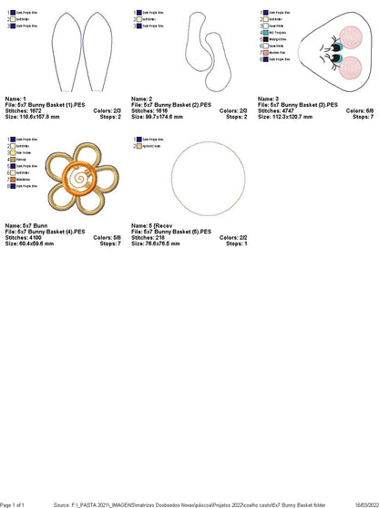 Cute Bunny Basket - ITH Project - Machine Embroidery Design