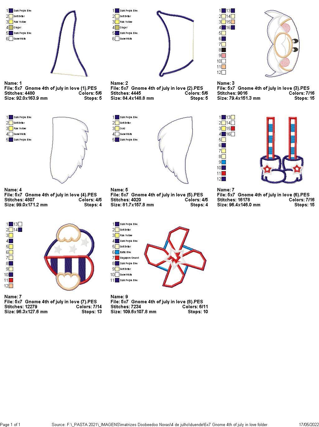 Gnome 4th of July in Love - ITH Project - Machine Embroidery Design