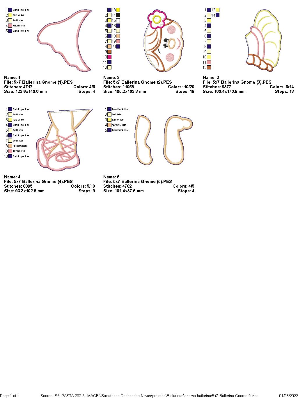 Ballerina Gnome - ITH Project - Machine Embroidery Design