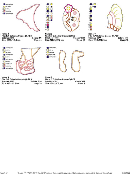 Ballerina Gnome - ITH Project - Machine Embroidery Design