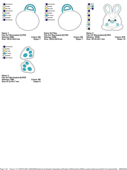 Easter Bunny Boy Basket - ITH Project - Machine Embroidery Design
