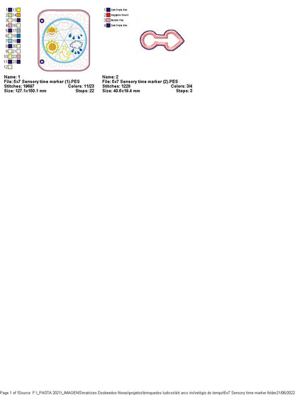 Felt Sensory Weather Clock - ITH Project - Machine Embroidery Design