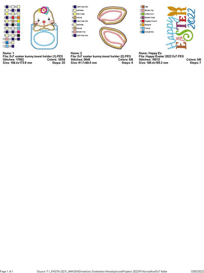 Cute Easter Bunny Dish Cloth Hanger - ITH Project - Machine Embroidery Design