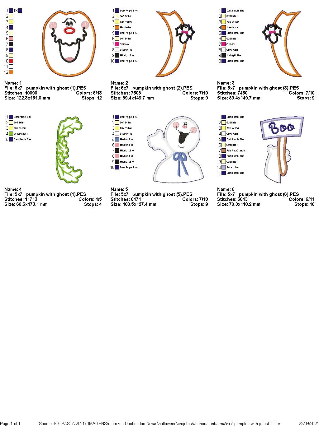 Halloween Pumpkin and Ghost Ornament - ITH Project - Machine Embroidery Design