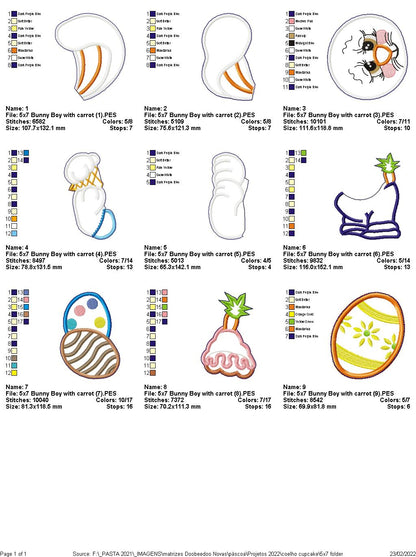 Bunny Boy and Carrot Ornament - ITH Project - Machine Embroidery Design