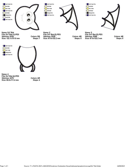 Halloween Bat Boy Ornament - ITH Project - Machine Embroidery Design