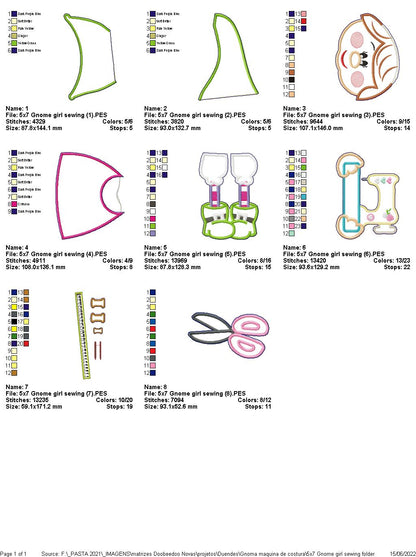 Gnome Girl Sewing Machine - ITH Project - Machine Embroidery Design