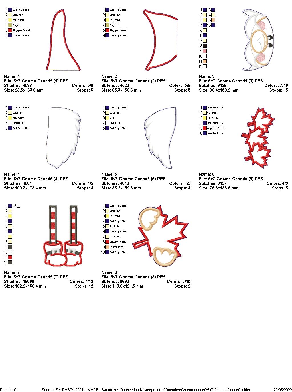 Gnome Canada with Maple Leaf - ITH Project - Machine Embroidery Design