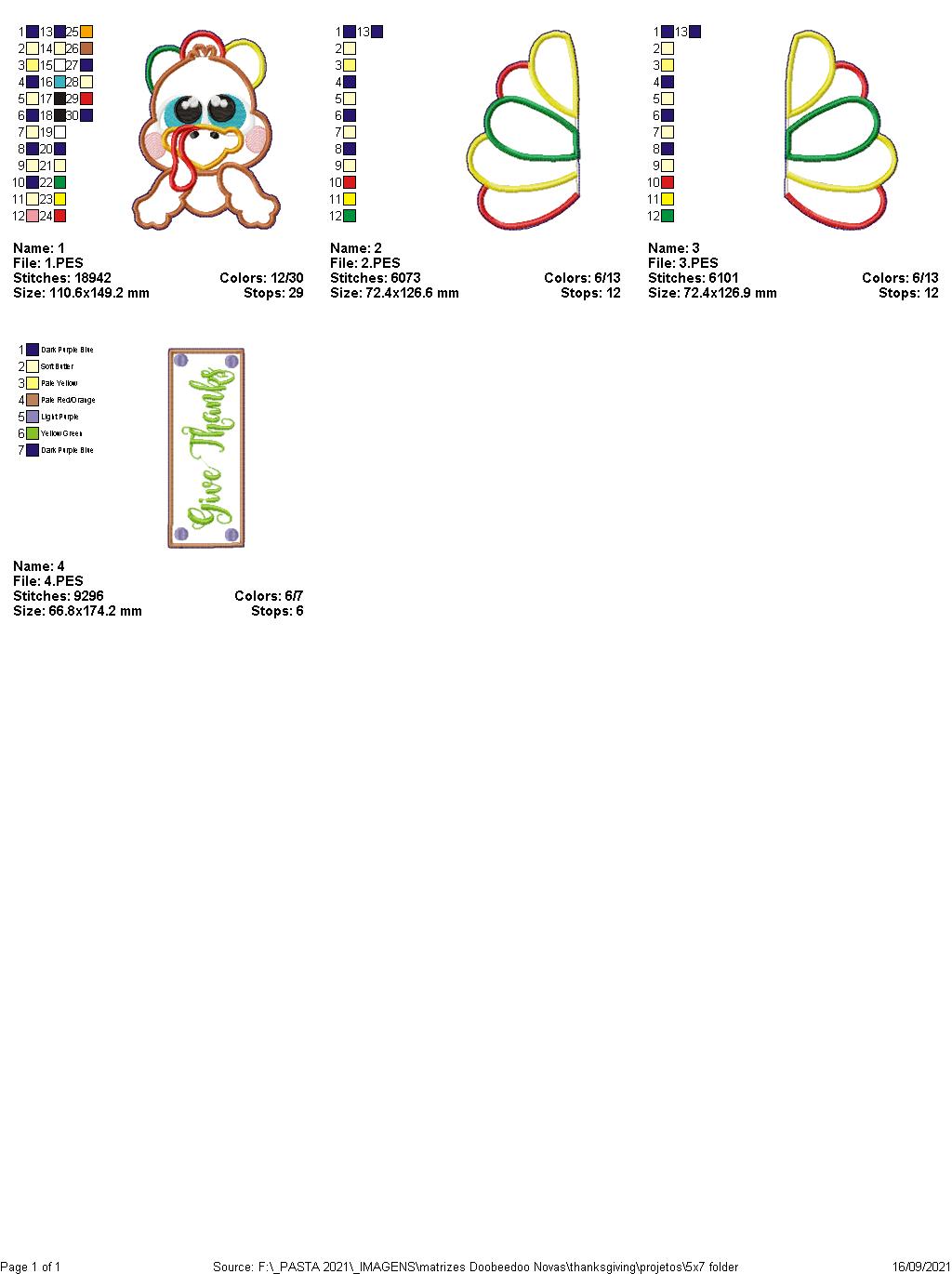 Turkey Give Thanks Dish Cloth Hanger - ITH Project - Machine Embroidery Design
