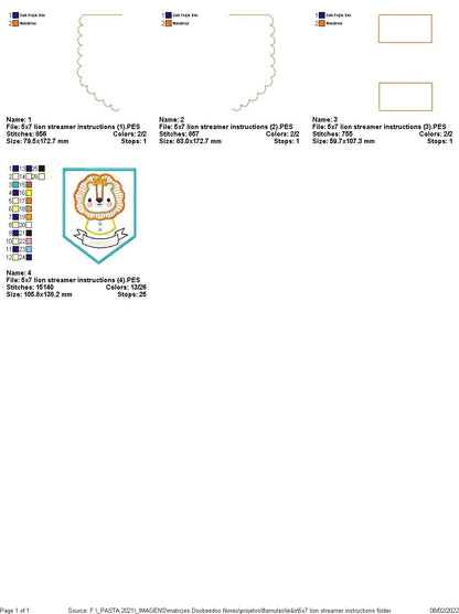 Baby Lion Nursery Flag Decor - ITH Project - Machine Embroidery Design