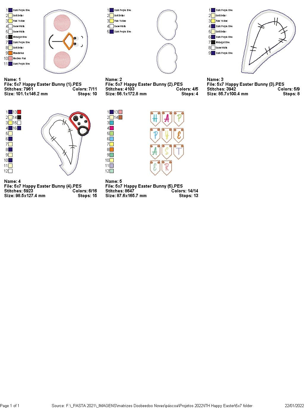 Happy Easter Bunny Ornament - ITH Project - Machine Embroidery Design