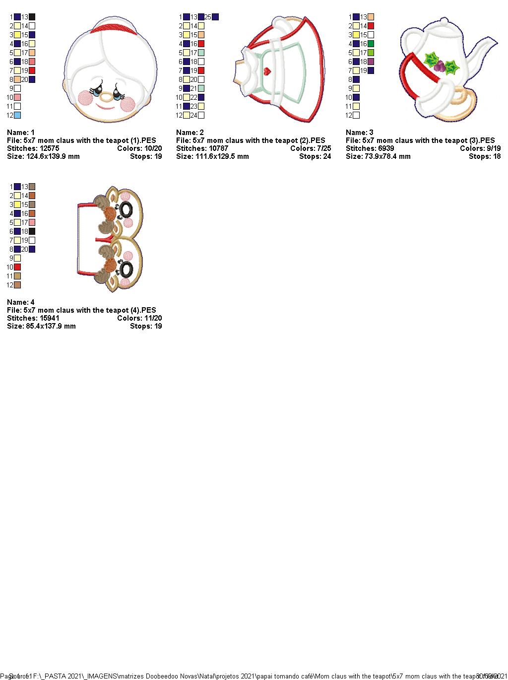 Santa and Mrs. Claus Having a Coffee Ornament - ITH Project - Machine Embroidery Design