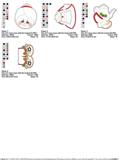 Santa and Mrs. Claus Having a Coffee Ornament - ITH Project - Machine Embroidery Design