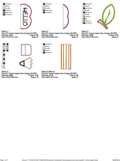 Apple Door Decoration for School - ITH Project - Machine Embroidery Design