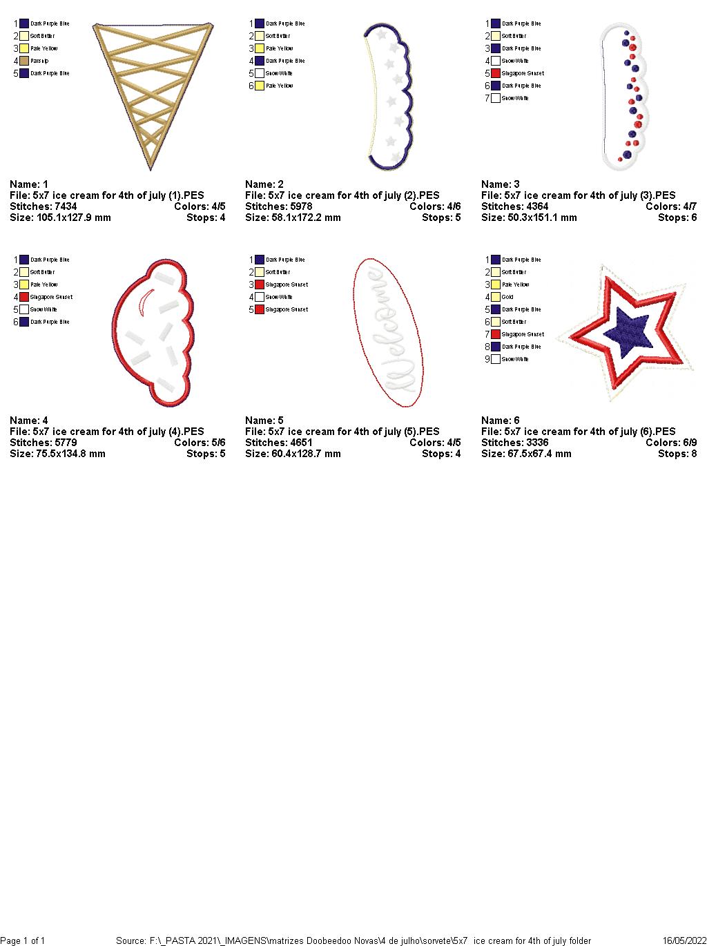 Welcome Ice cream 4th of July - ITH Project - Machine Embroidery Design