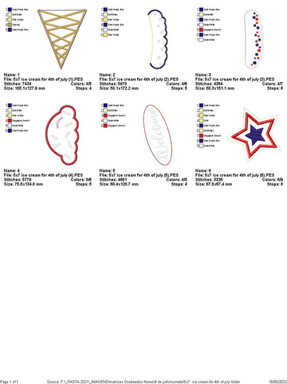 Welcome Ice cream 4th of July - ITH Project - Machine Embroidery Design