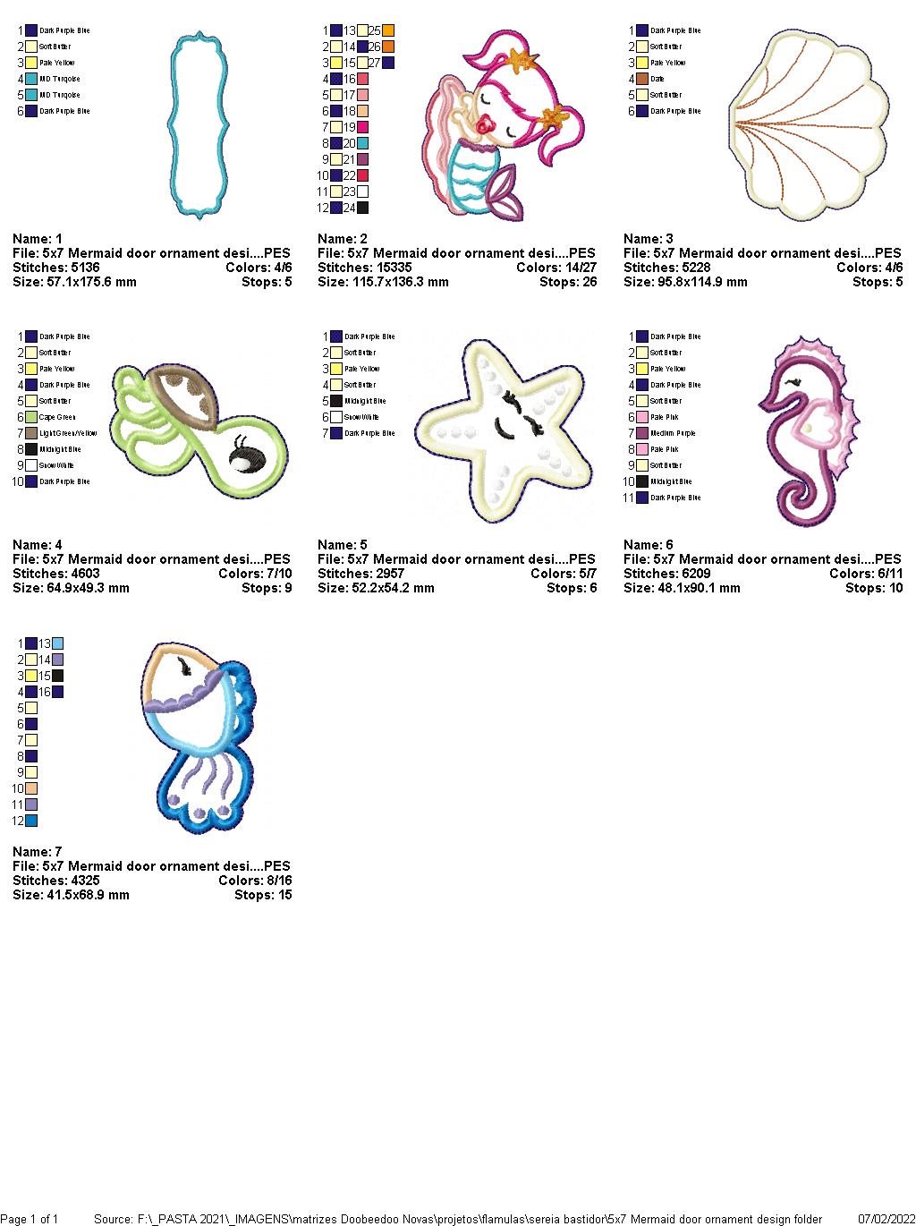 Mermaid Door Ornament - ITH Project - Machine Embroidery Design