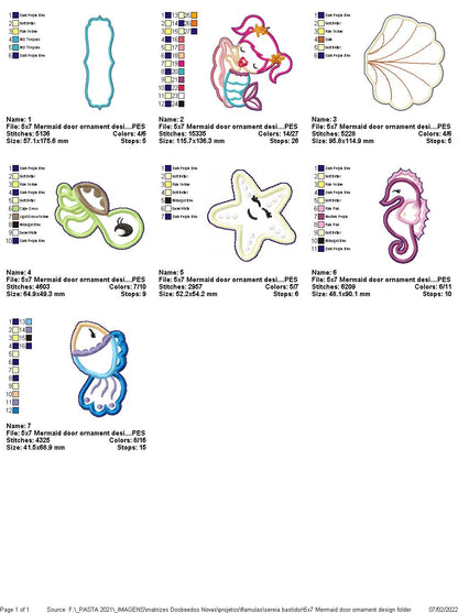 Mermaid Door Ornament - ITH Project - Machine Embroidery Design