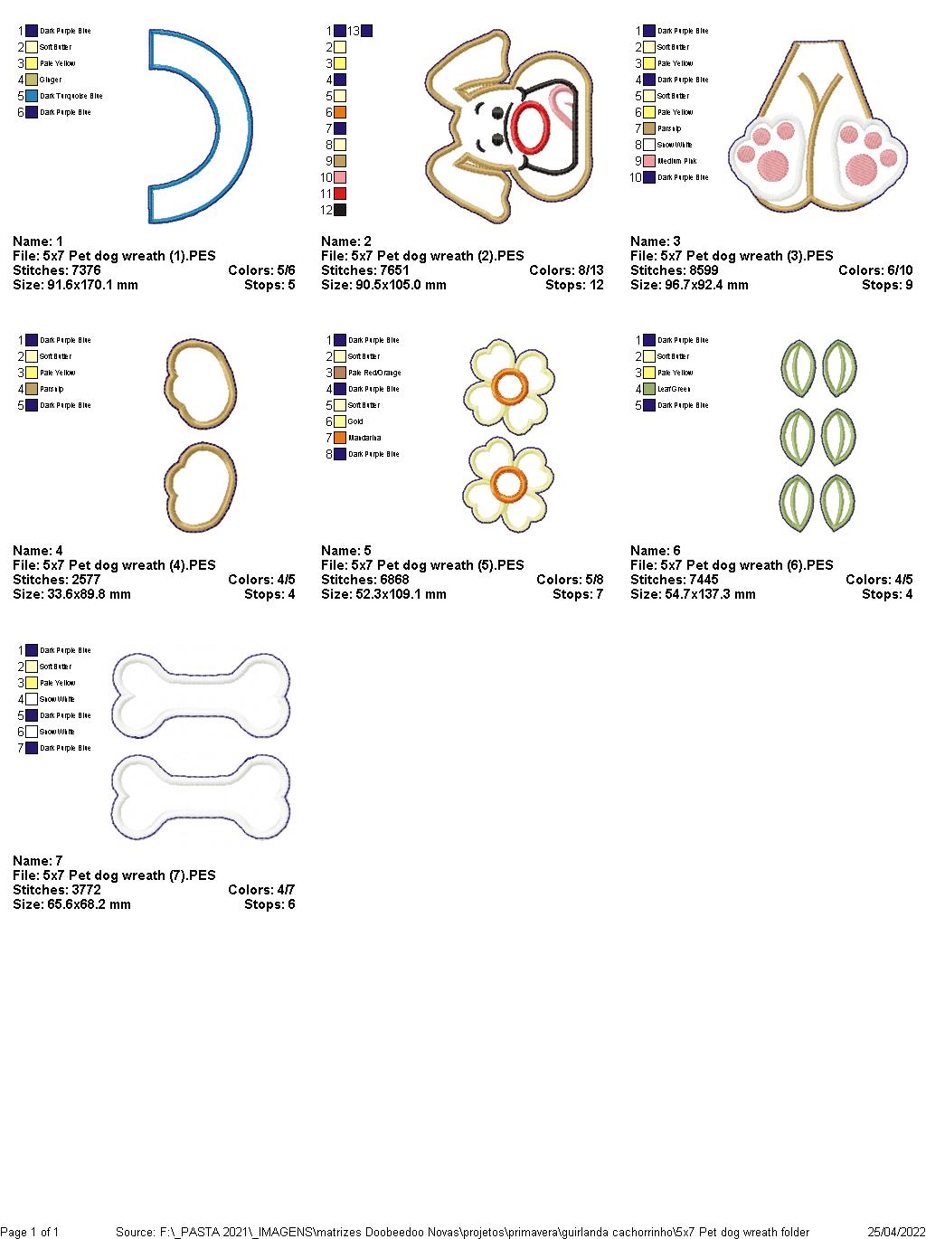 Pet Puppy Wreath - ITH Project - Machine Embroidery Design