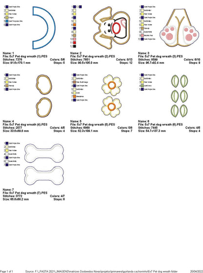 Pet Puppy Wreath - ITH Project - Machine Embroidery Design