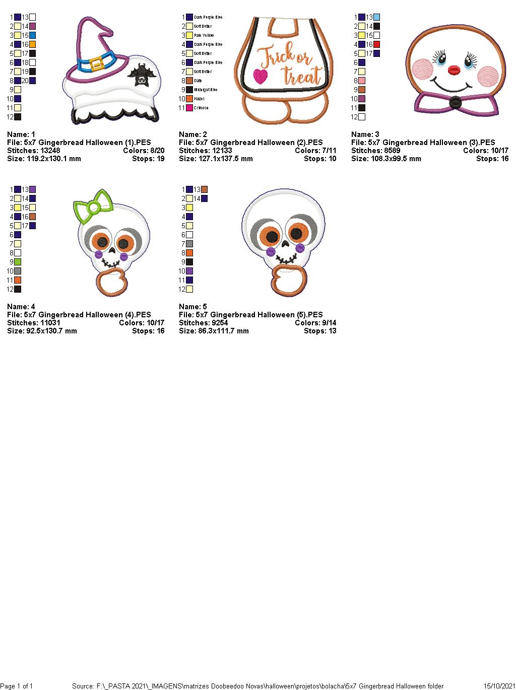 Halloween Gingerbread Ornament - ITH Project - Machine Embroidery Design