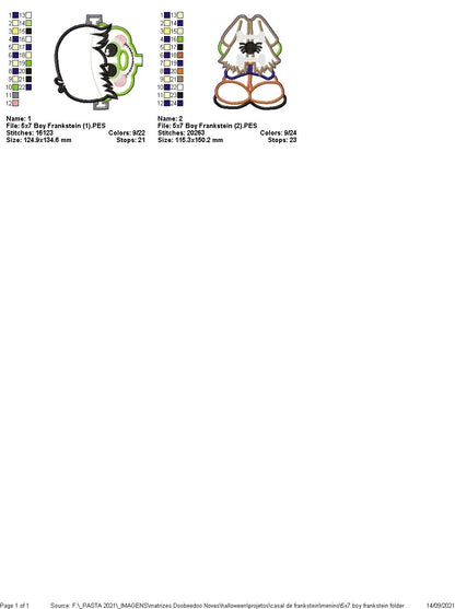 Halloween Mr. Frankenstein Ornament - ITH Project - Machine Embroidery Design