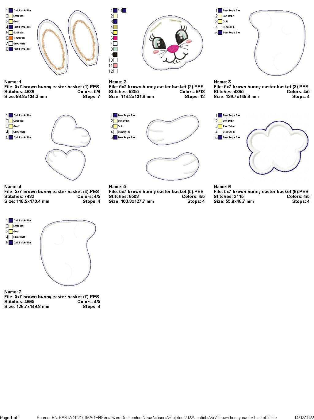 Cute Bunny Easter Basket - ITH Project - Machine Embroidery Design